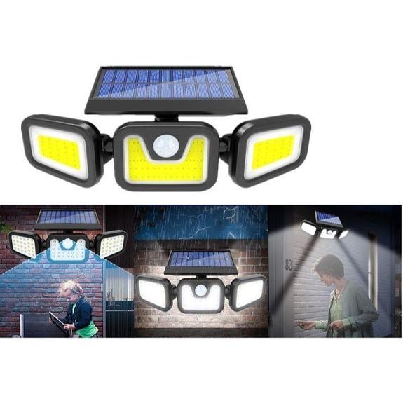 100COB Solar 3 Heads Rotatable Outdoor Lamp Light